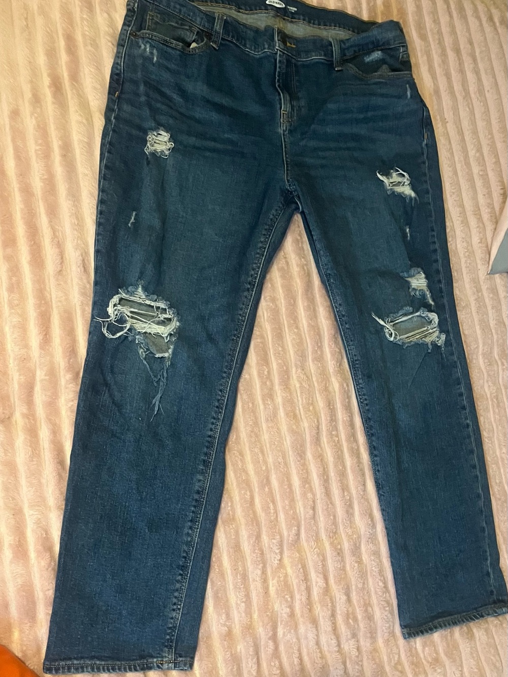 Old Navy Dark Blue Distressed Boot Cut Jeans